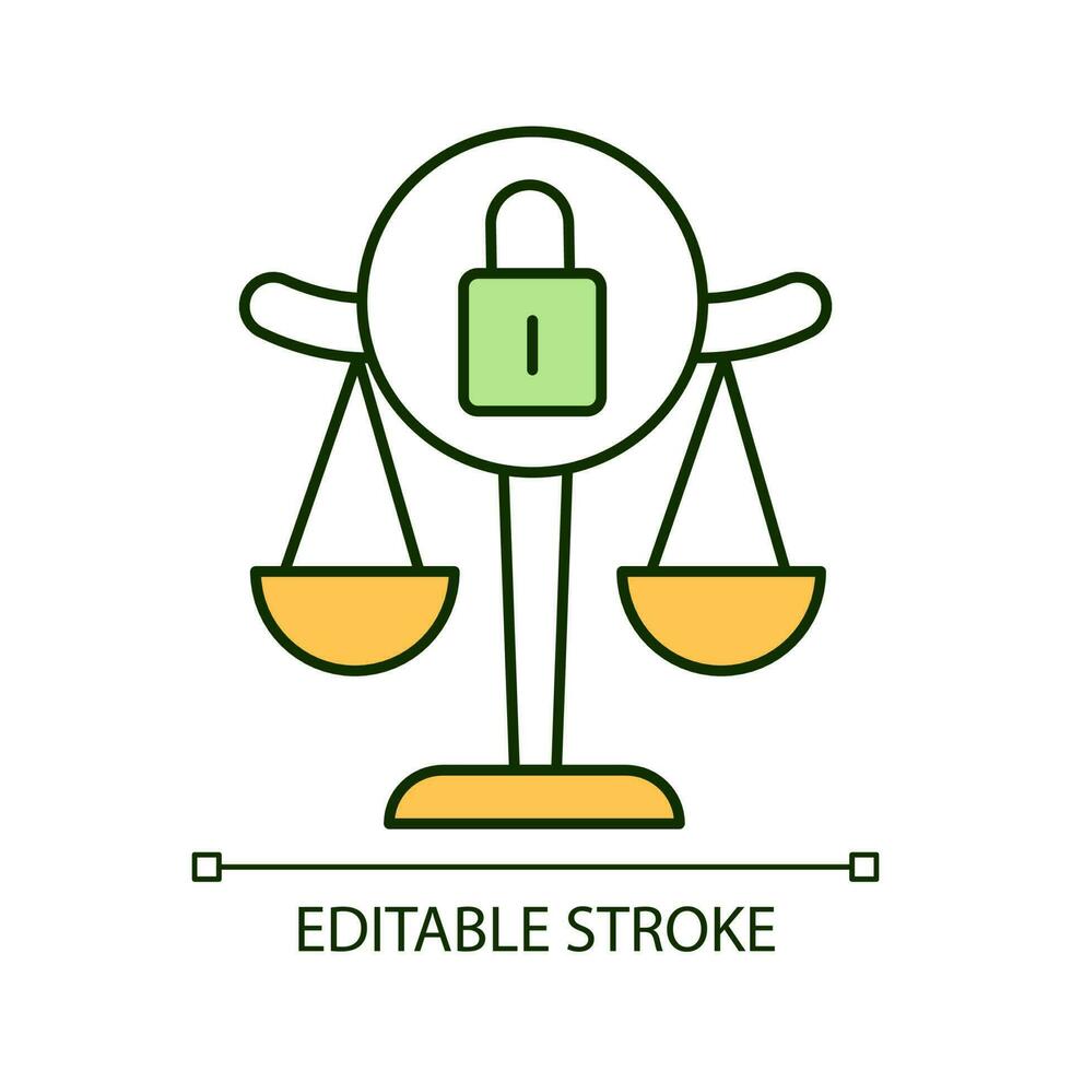 Legal restriction RGB color icon. Judge regulation. Judicial rules. Law department. Judiciary. Isolated vector illustration. Simple filled line drawing. Editable stroke