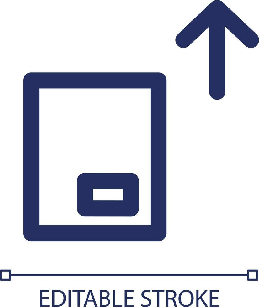 Unload cargo linear ui icon. Transportation and delivery service. Shipping. GUI, UX design. Outline isolated user interface element for app and web. Editable stroke vector