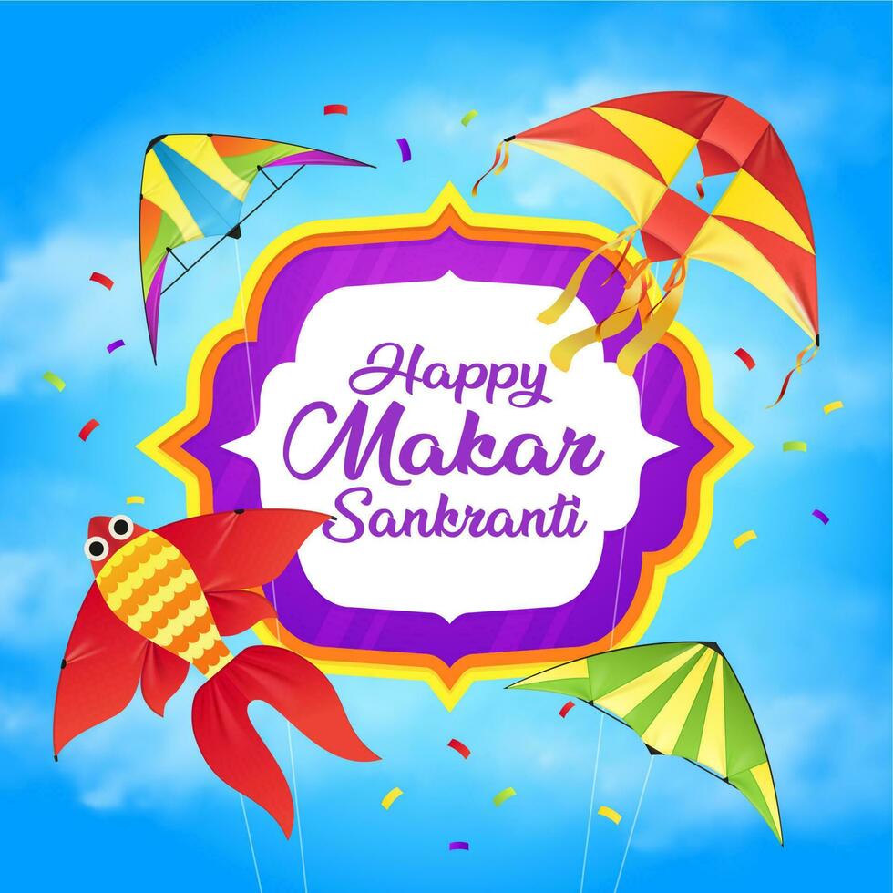 makar sankranti indio fiesta cometas vector