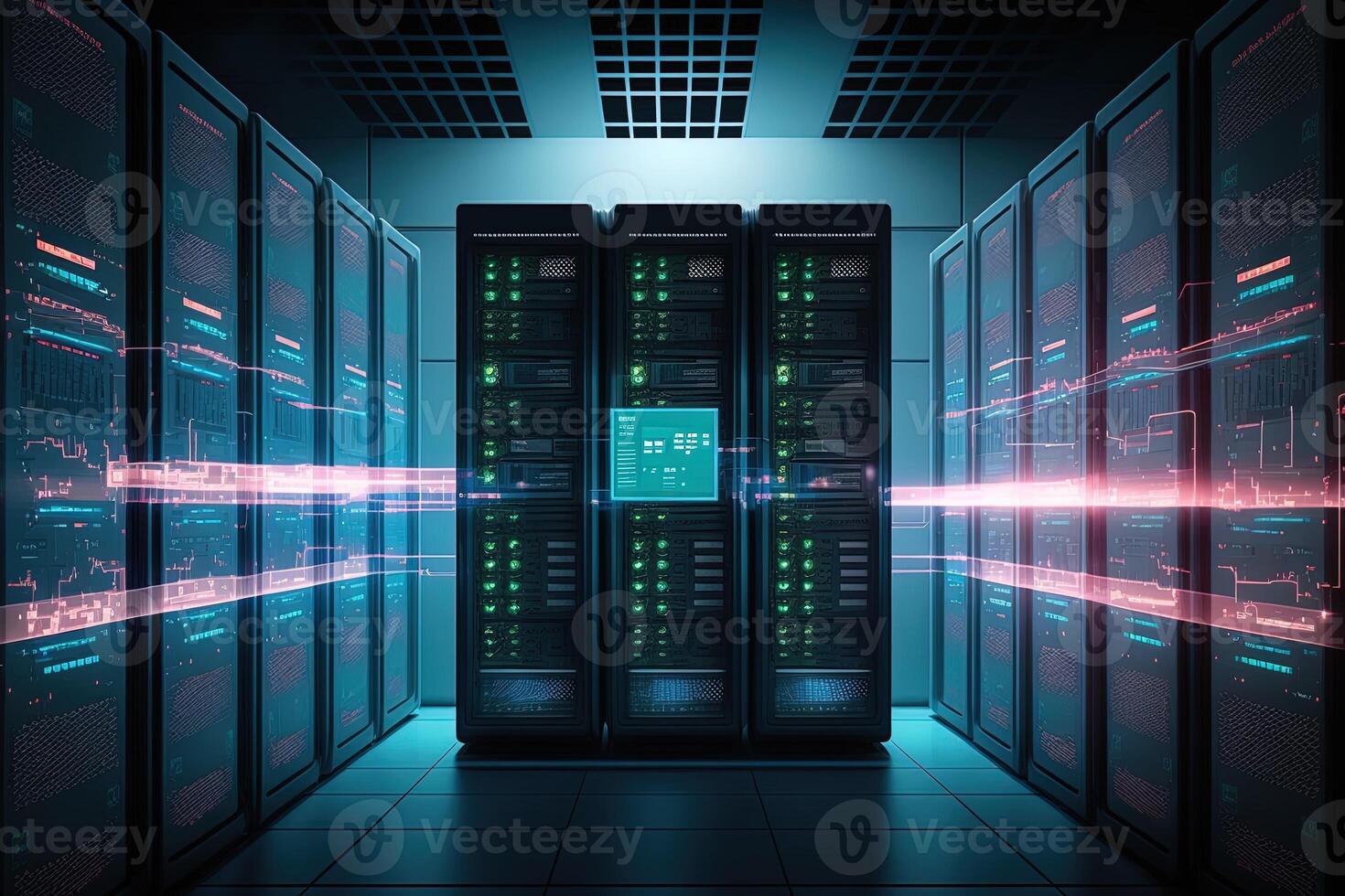 data center room with mainframe storage servers, cloud network concept, hosting databases and internet, Modern Telecommunications, Artificial Intelligence,server room photo