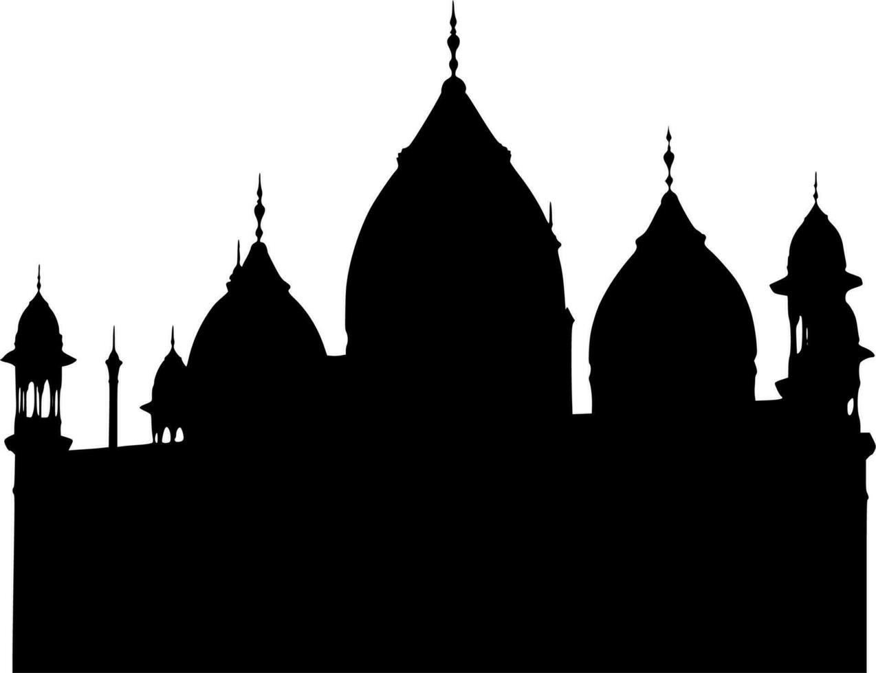Vector silhouette of mosque on white background