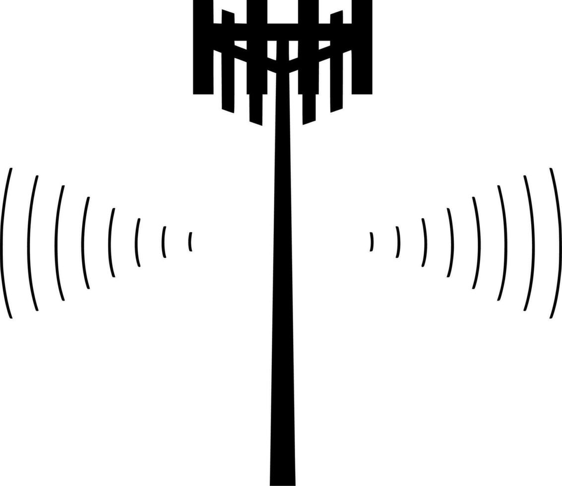 Vector silhouette of signal tower on white background