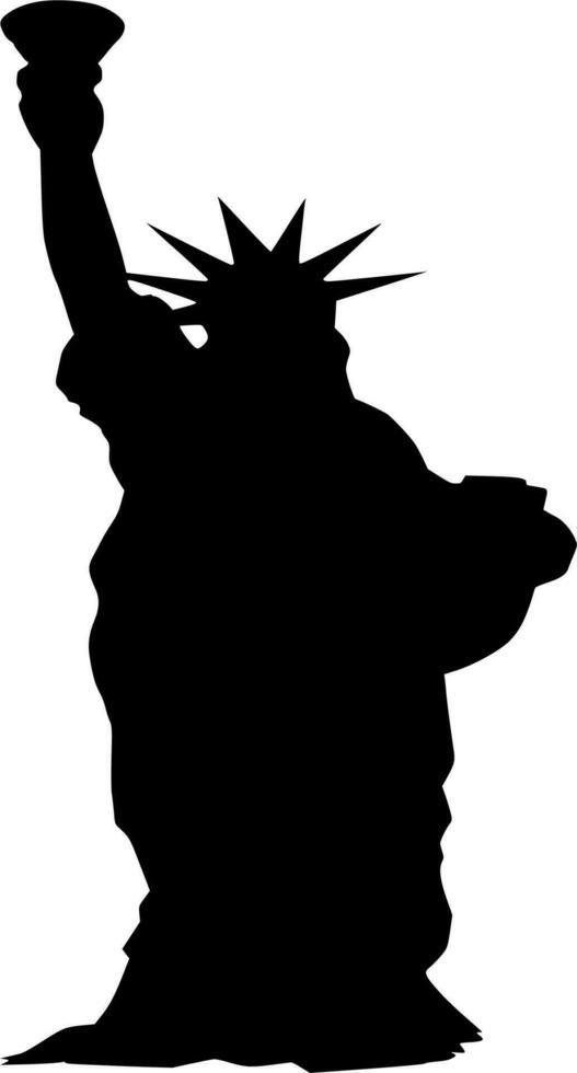 Vector silhouette of statue of liberty on white background