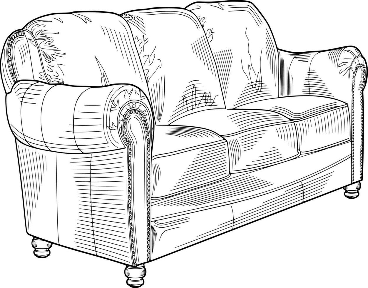 Vector silhouette of sofa on white background