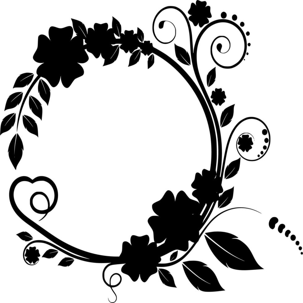 Vector silhouette of floral ornament on white background