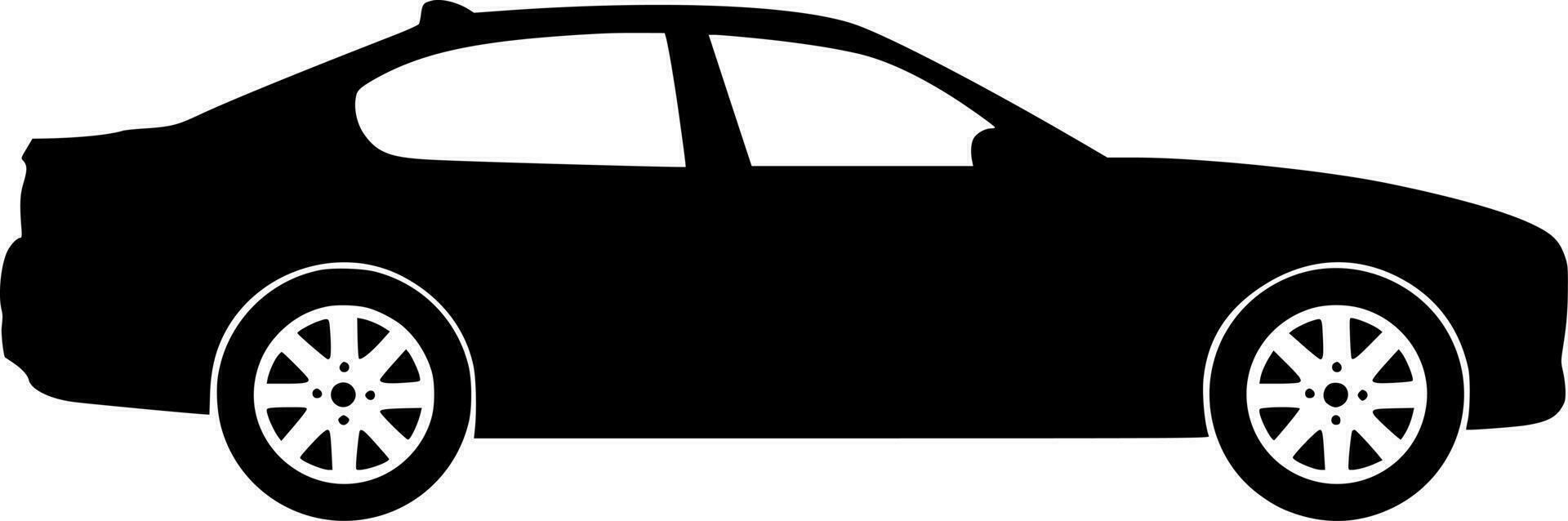 Vector silhouette of car on white background