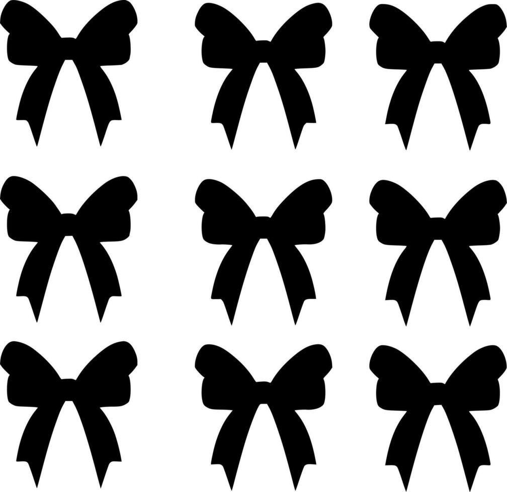Vector silhouette of bows on white background