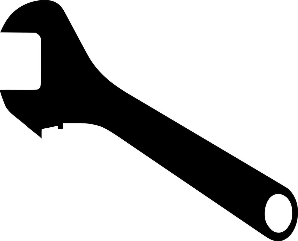 Vector silhouette of wrench tool on white background