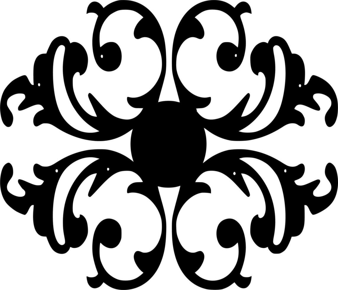 Vector silhouette of ornament on white background