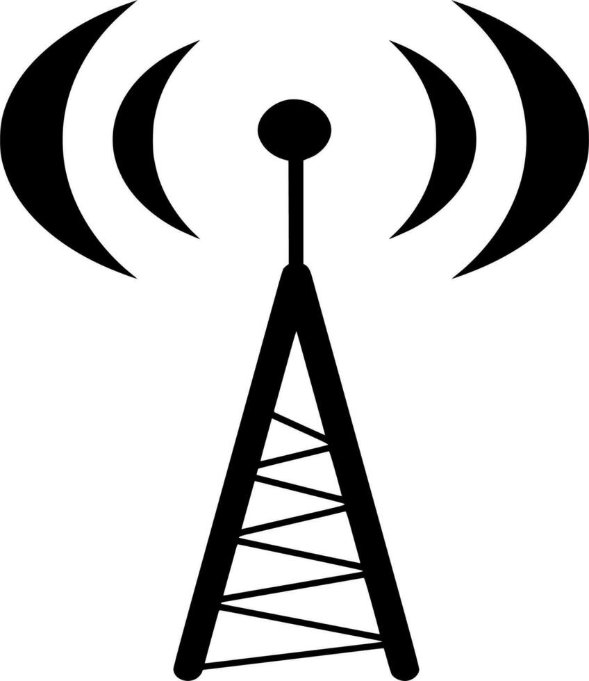 Vector silhouette of signal tower on white background