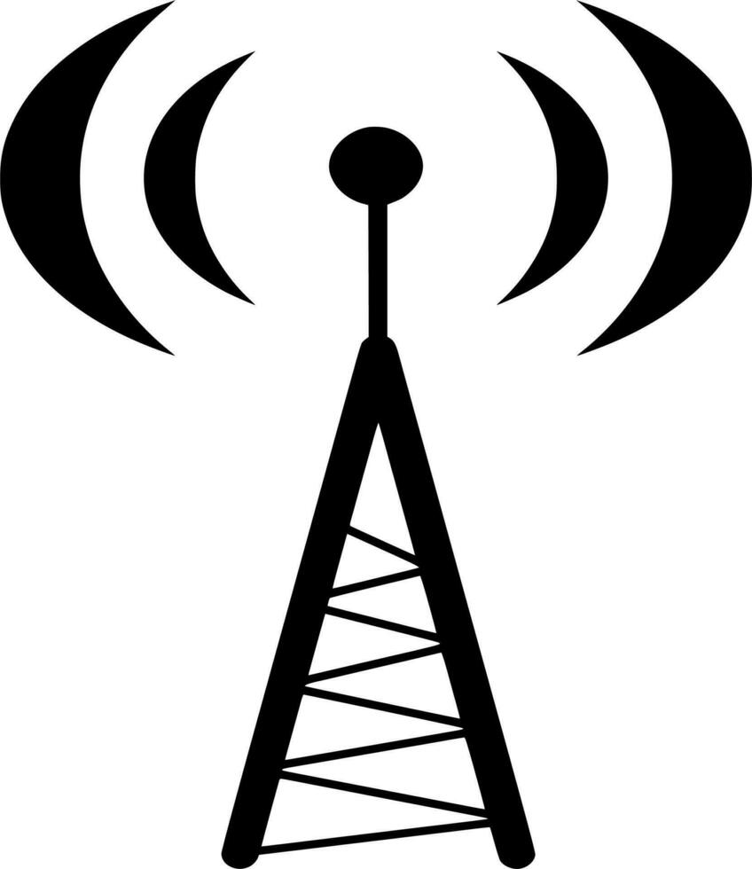 Vector silhouette of signal tower on white background