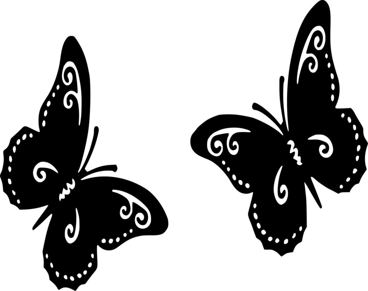 Vector silhouette of butterfly on white background