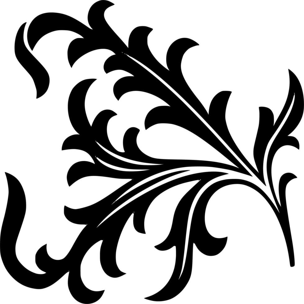 Vector silhouette of floral ornament on white background