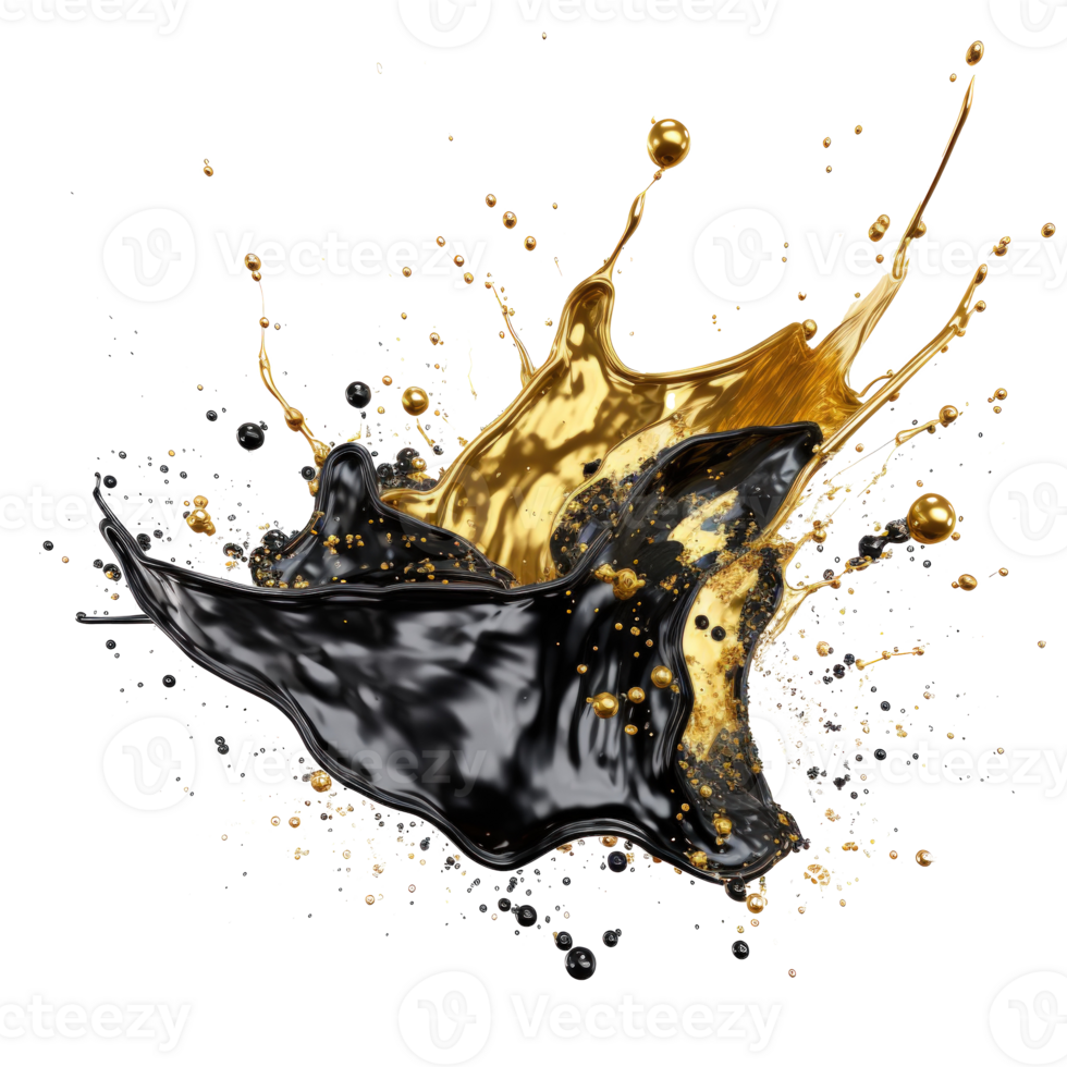 Black and golden splash. Illustration png