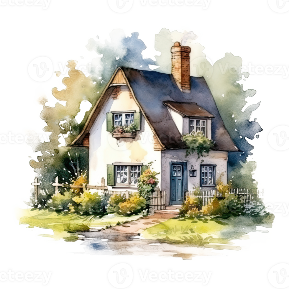 Cute watercolor house. Illustration png