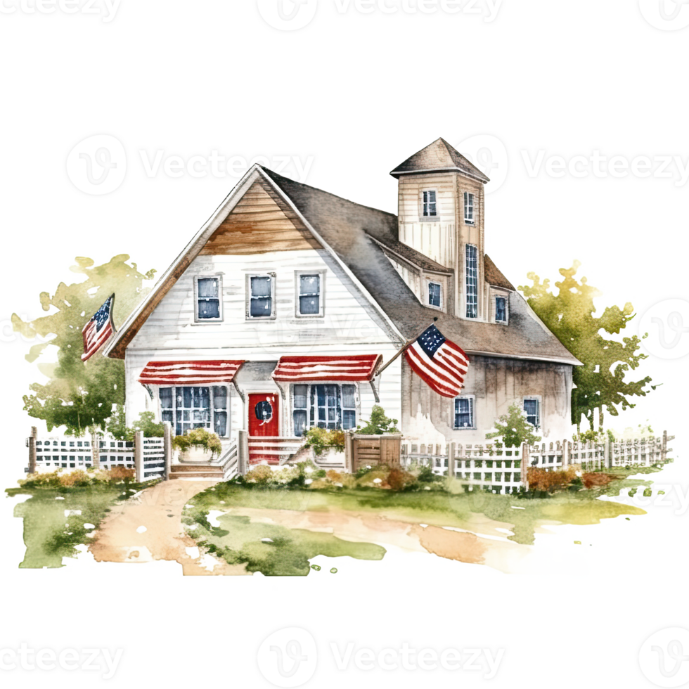 USA Farmhouse. Illustration png