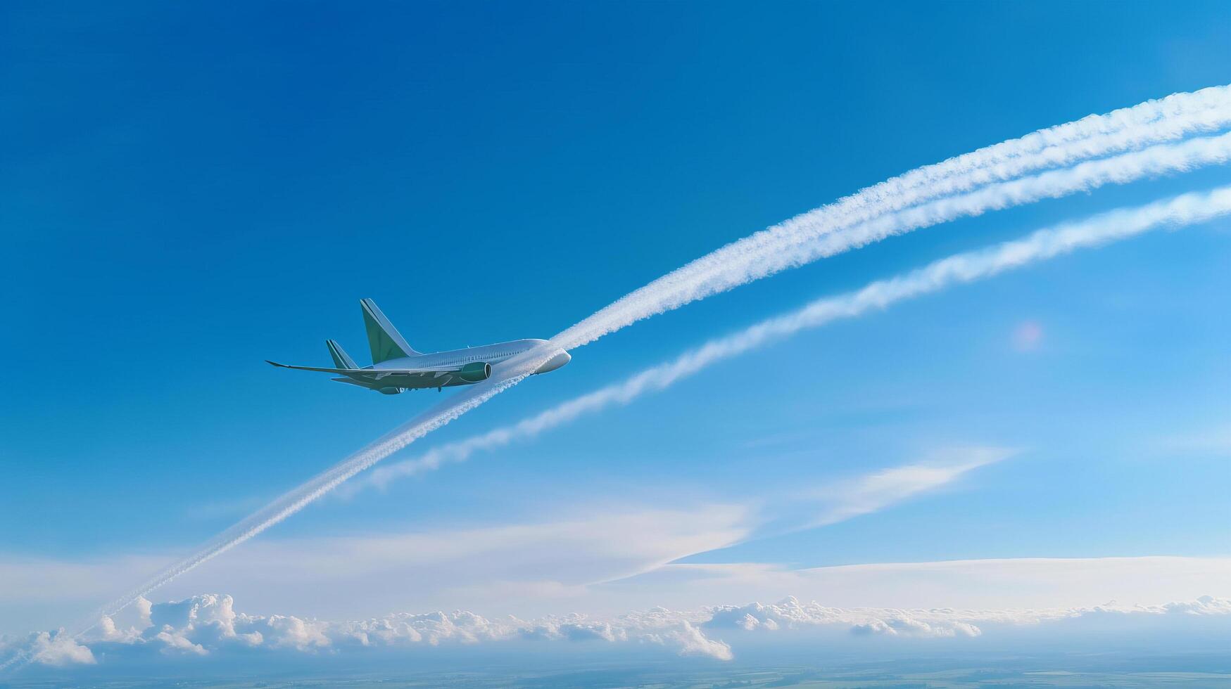 Airplane in sky background. Illustration photo