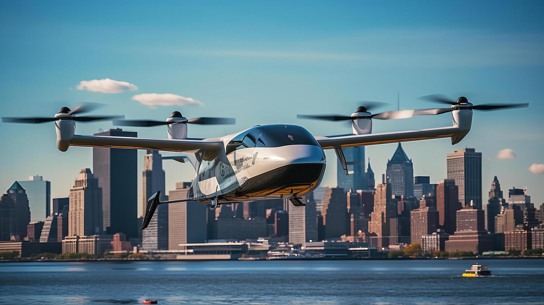 Electric Vertical Take Off and Landing Aircraft. Illustration photo