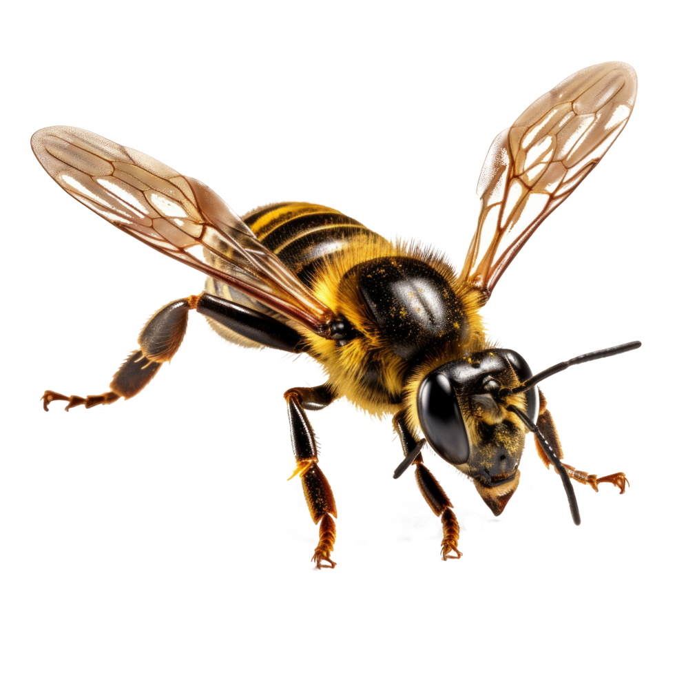 Macro bee isolated. Illustration png