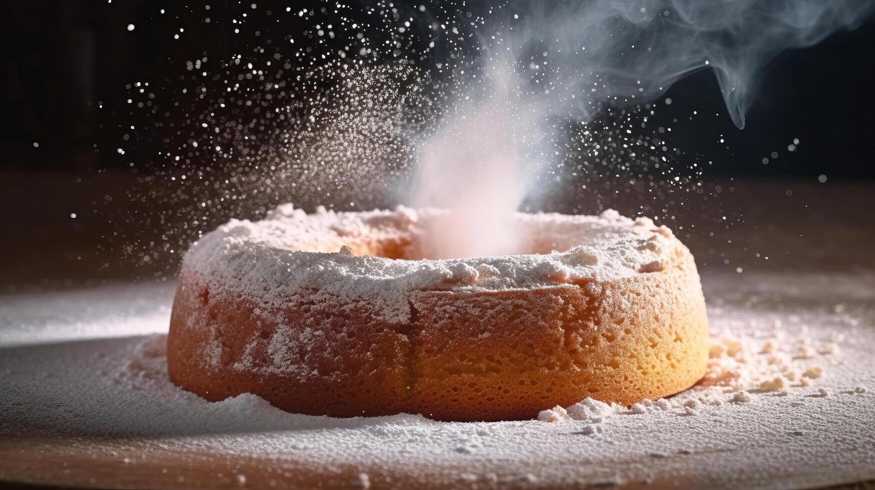 Cake with sugar powder. Illustration photo