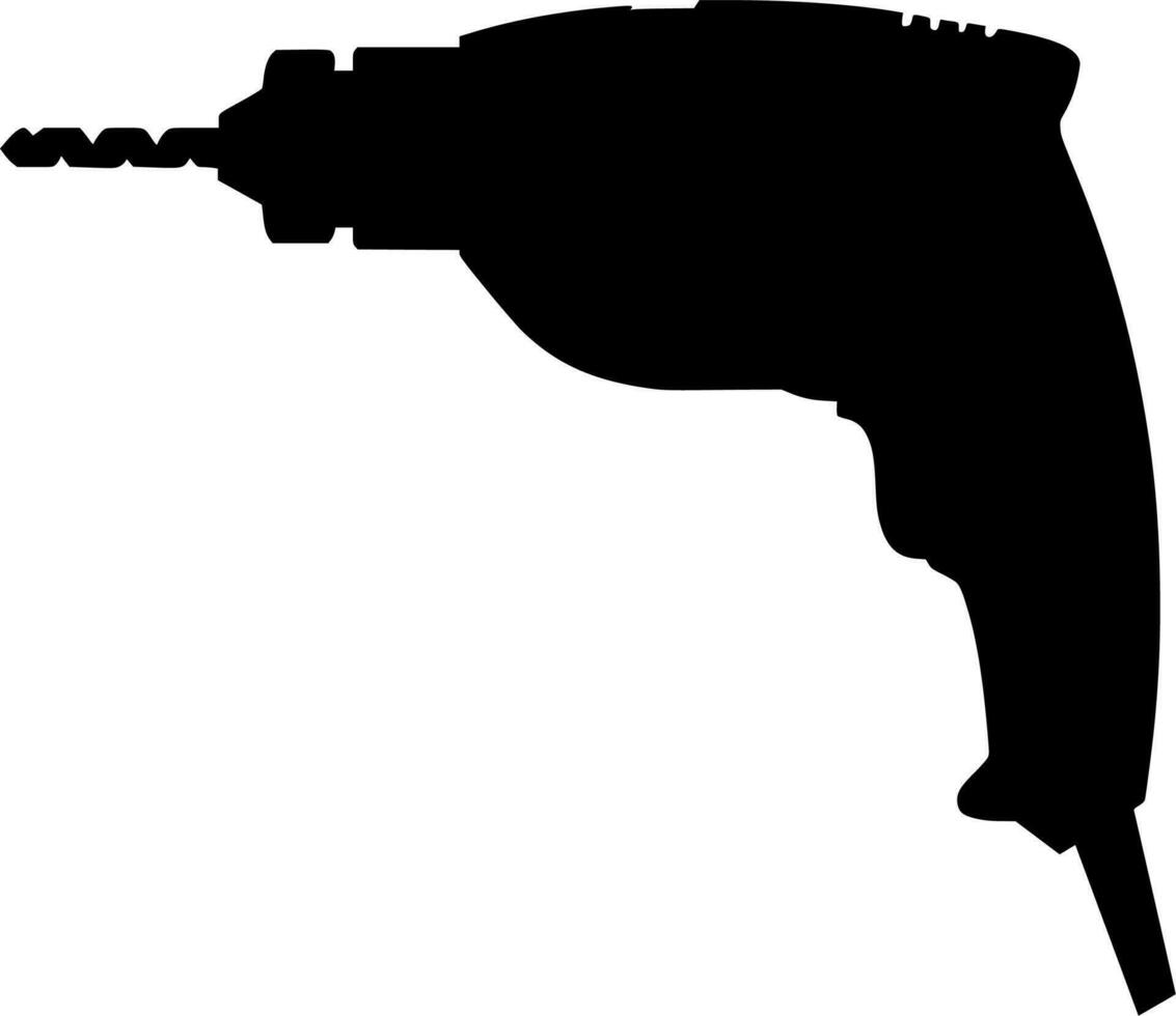 Vector silhouette of drill on white background