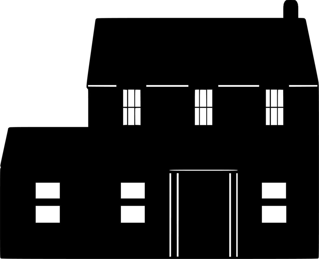 Vector silhouette of home on white background