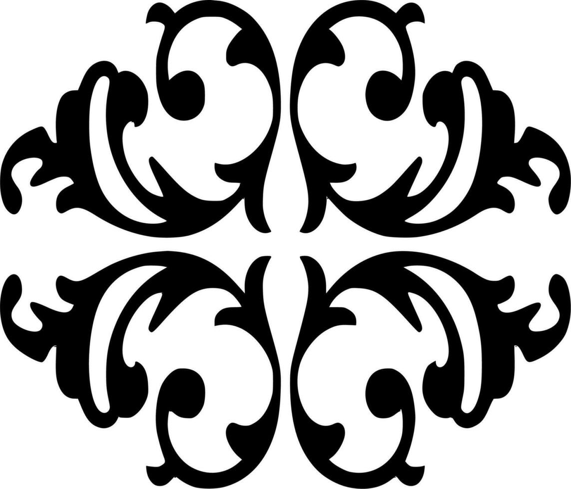 Vector silhouette of ornament on white background