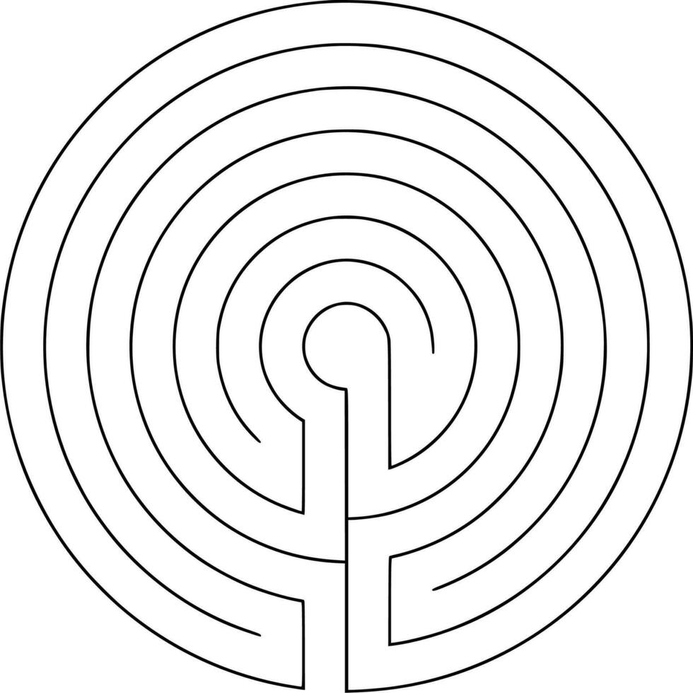 Vector silhouette of labyrinth on white background