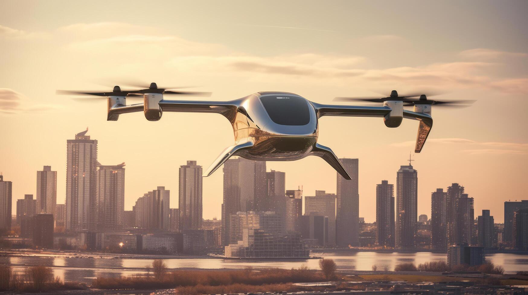 Electric Vertical Take Off and Landing Aircraft. Illustration photo