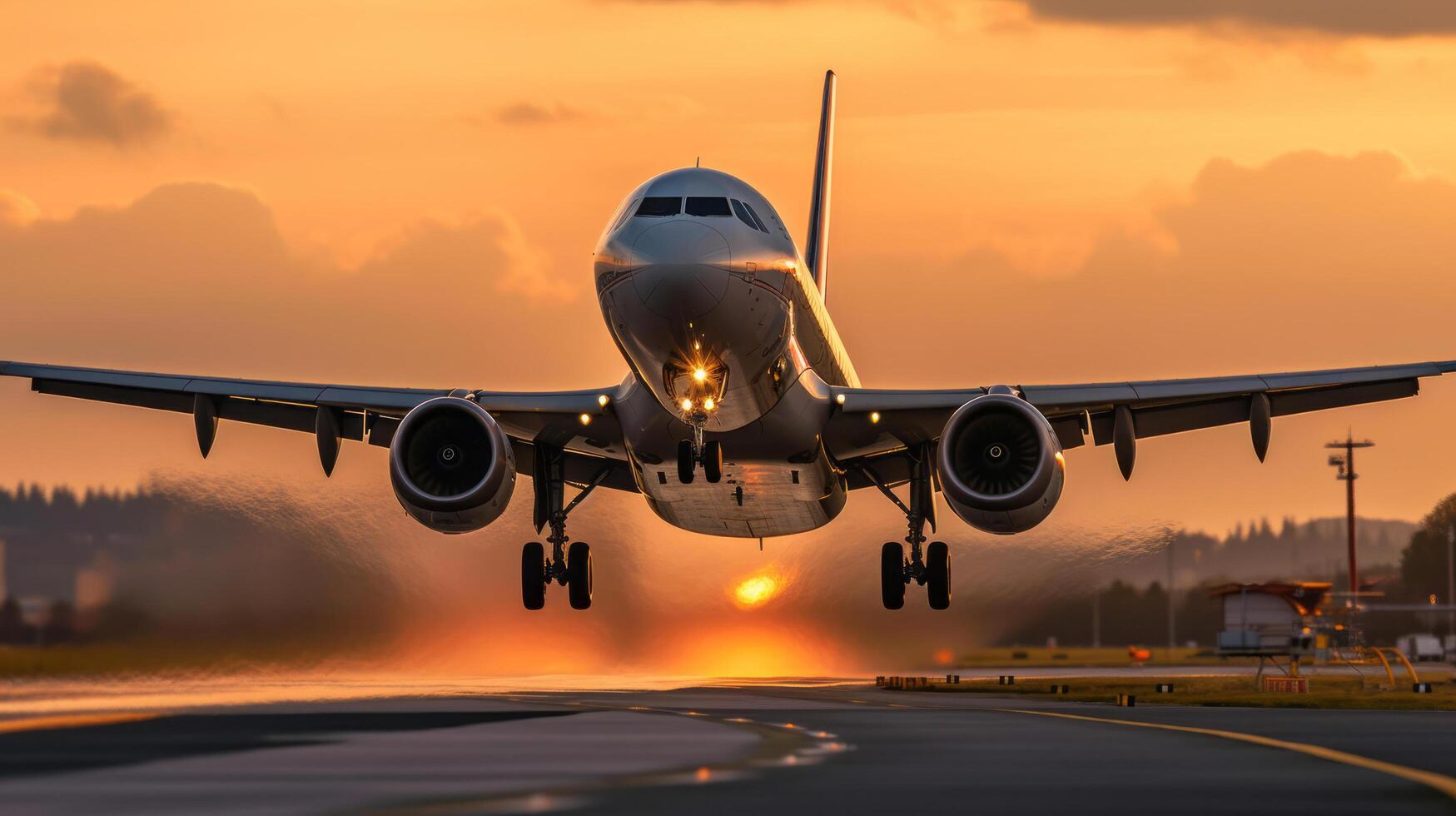 Airplane in sky background. Illustration photo