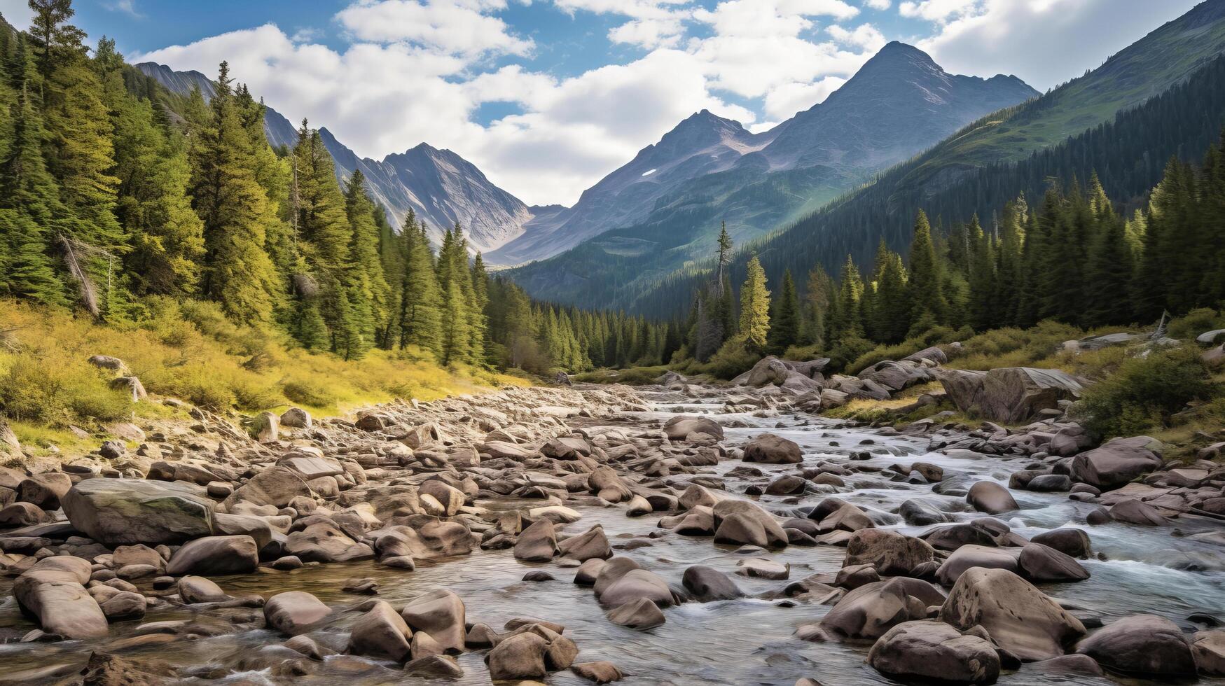 Mountain river. Illustration 23570333 Stock Photo at Vecteezy