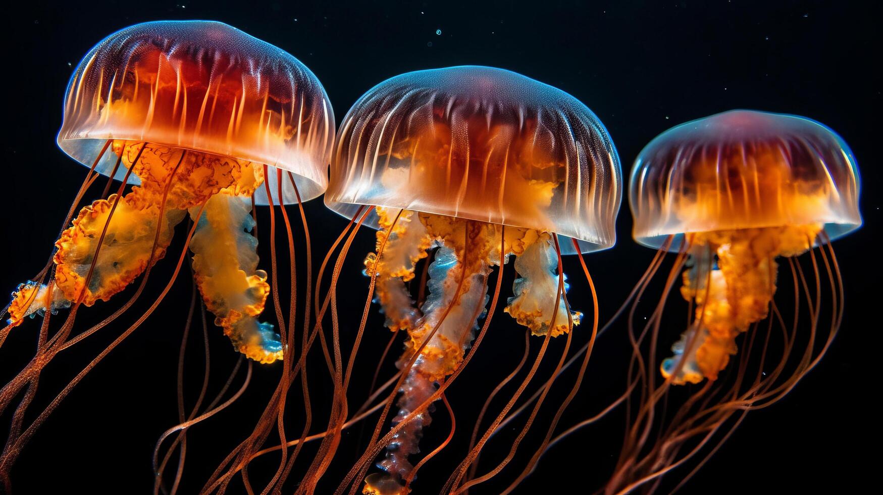 muchos pequeño Medusa aurelia aurita en mar ilustración ai generativo foto