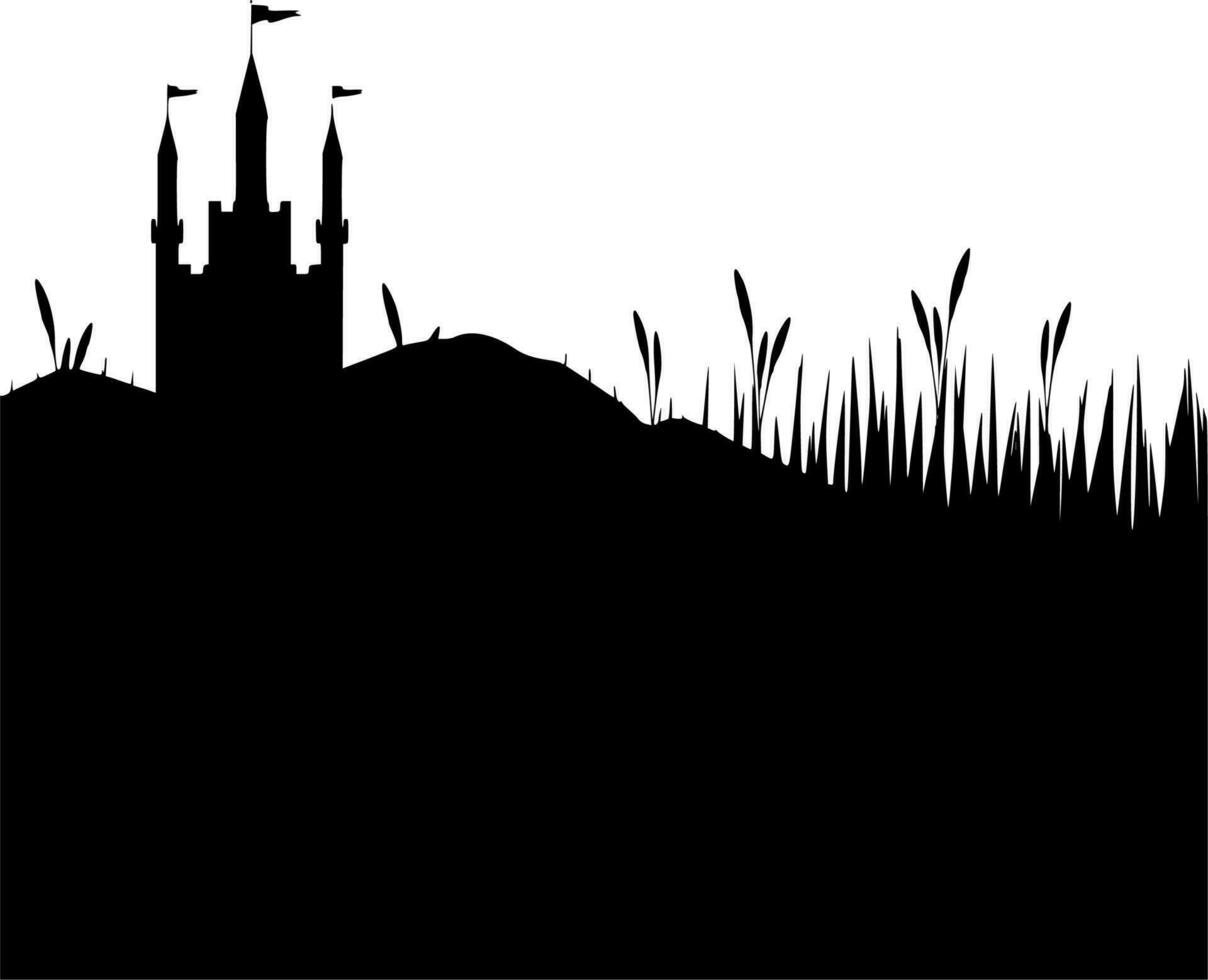 Vector silhouette of castle on white background