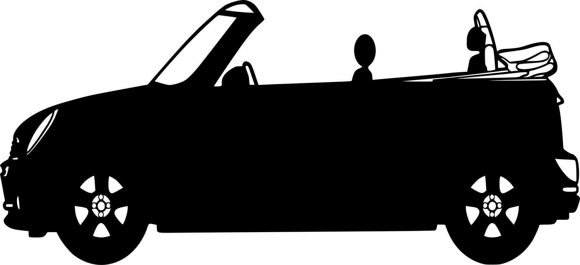 Vector silhouette of car on white background