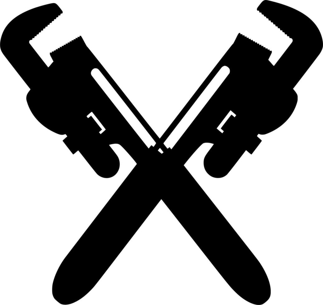 Vector silhouette of wrench tool on white background