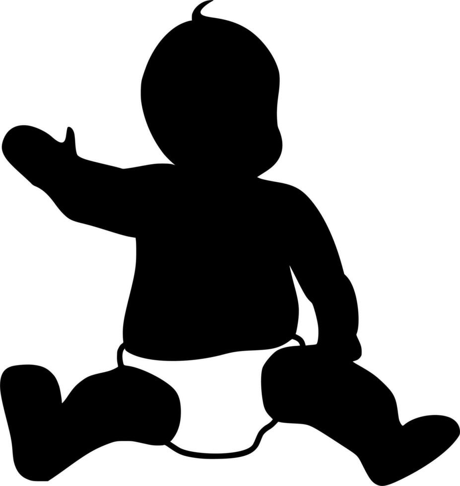 Vector silhouette of baby on white background
