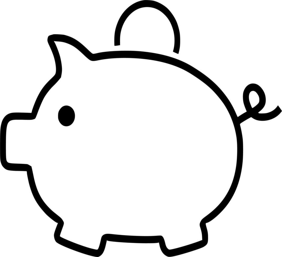 Vector silhouette of piggy bank on white background