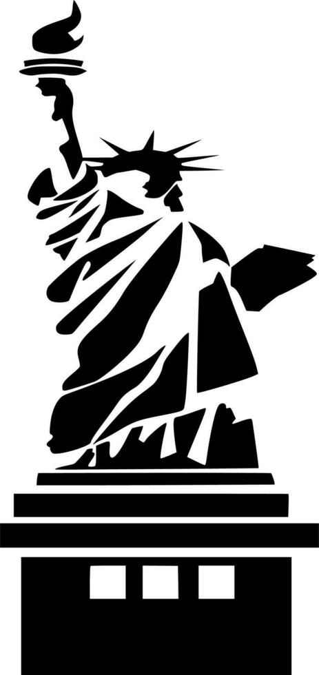 Vector silhouette of statue of liberty on white background