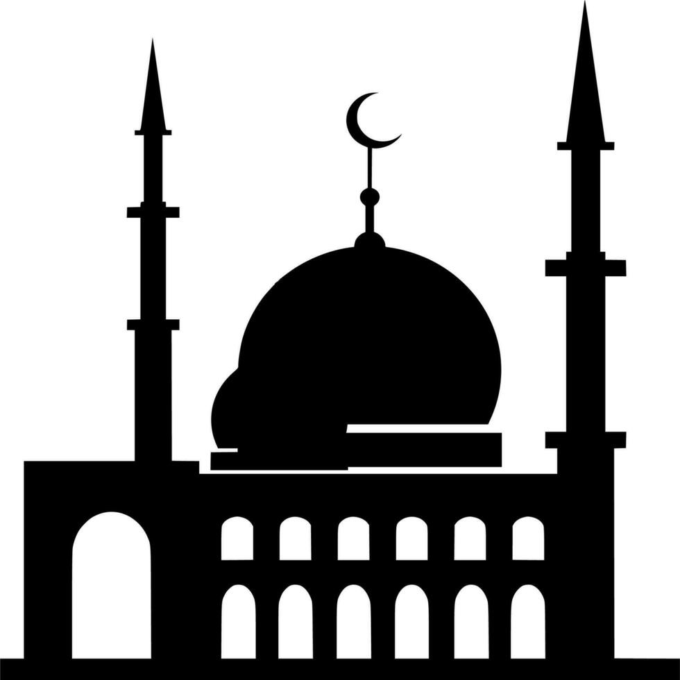 Vector silhouette of mosque on white background