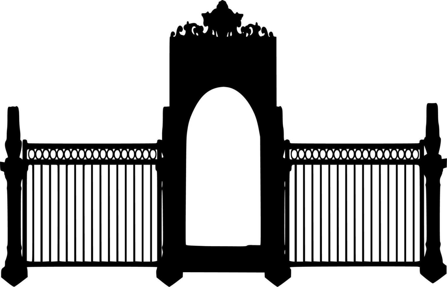 Vector silhouette of fence on white background