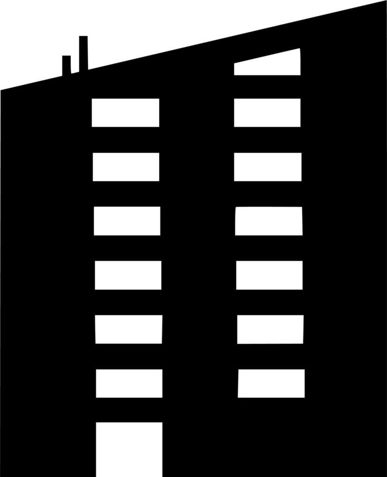 Vector silhouette of building on white background