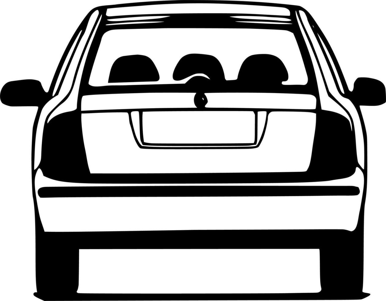 Vector silhouette of car on white background