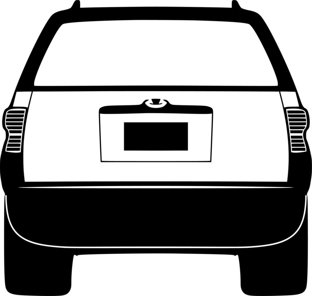 Vector silhouette of car on white background