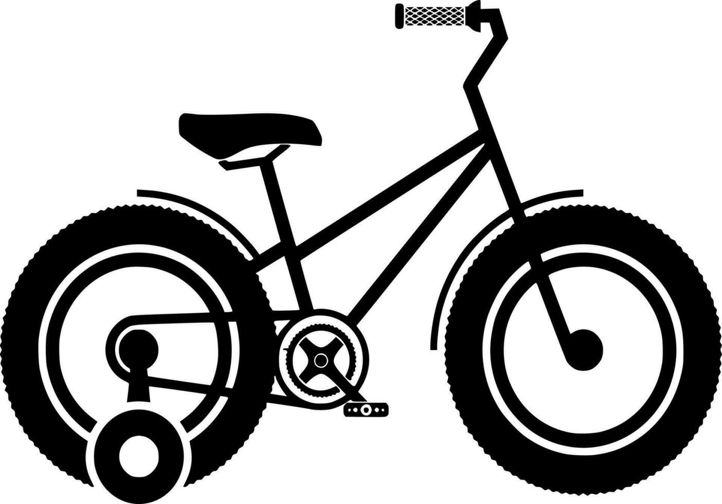 Vector silhouette of kid bicycle on white background
