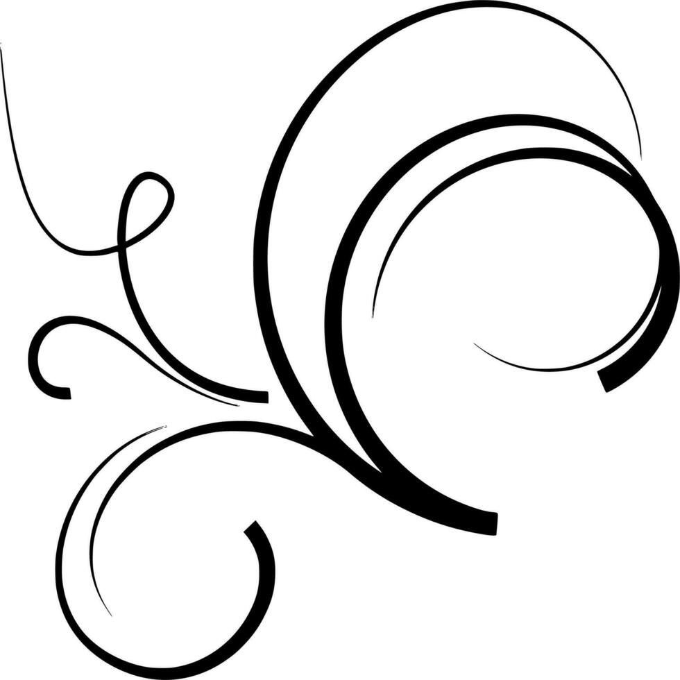 Vector silhouette of floral ornament on white background