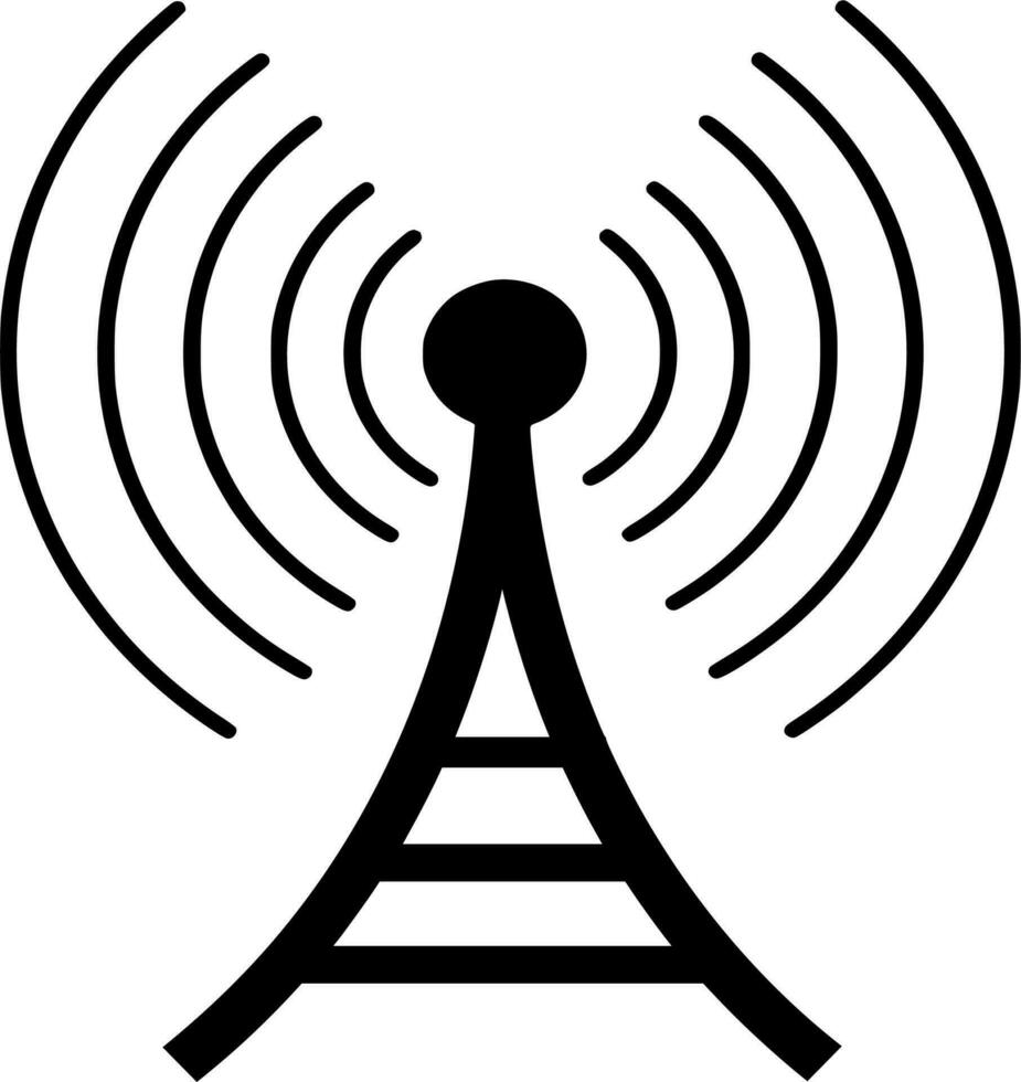 Vector silhouette of signal tower on white background