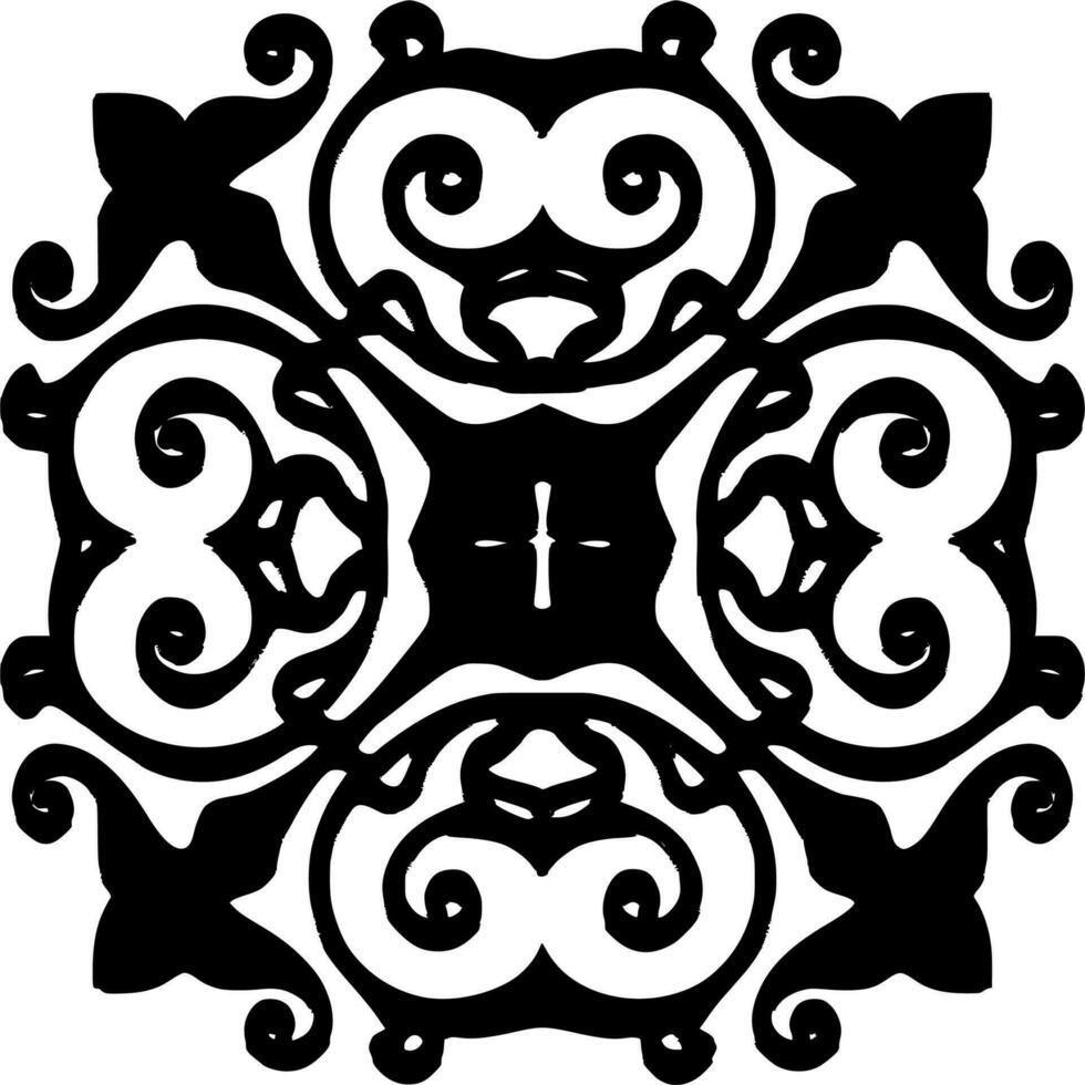 Vector silhouette of ornament on white background