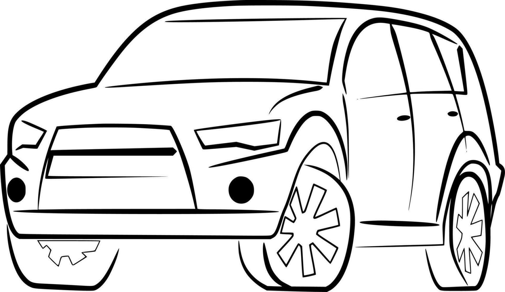 Vector silhouette of car on white background