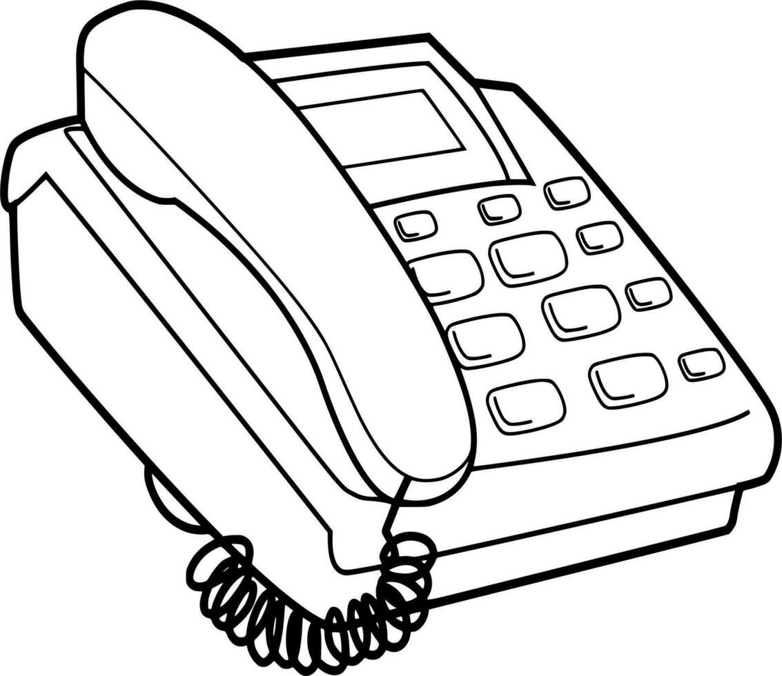 Vector silhouette of telephone on white background