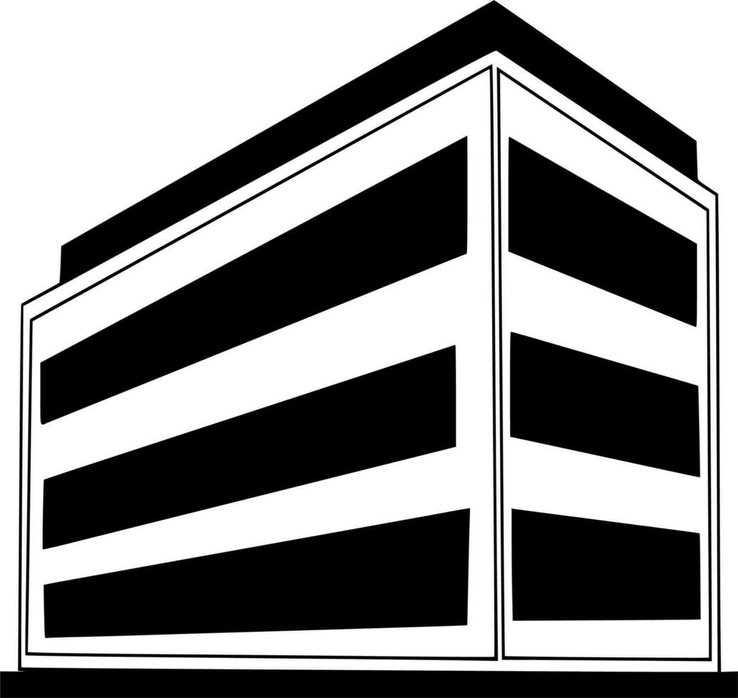 Vector silhouette of building on white background